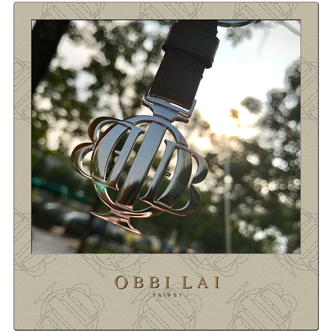 OBBI LAI 義大利小羊皮白鋼色不鏽鋼鑰匙圈吊飾 OLKR001C