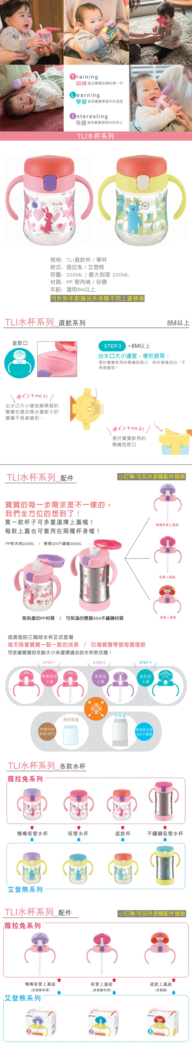 【RICHELL利其爾】TLI 直飲杯 200ML - 艾登熊