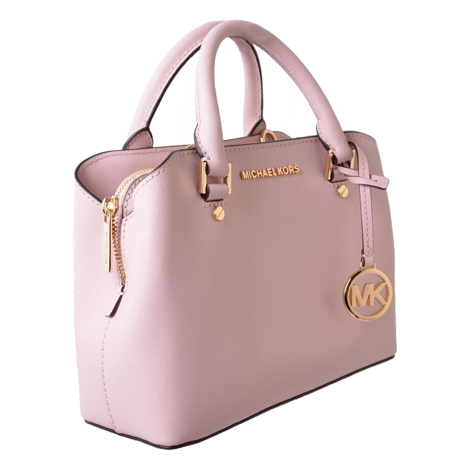 MICHAEL KORS SAVANNAH防刮牛皮三層手提/斜背包-芭蕾粉(小)