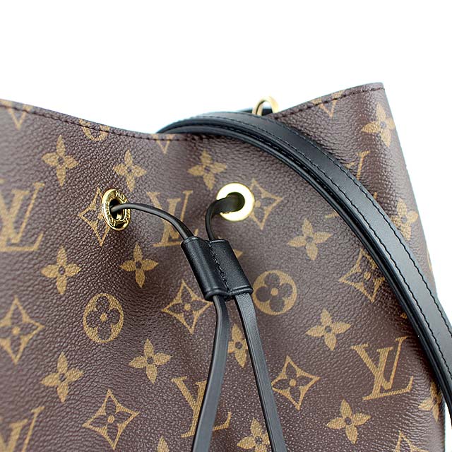 LV M44020 Monogram 經典LV花紋黑色伸縮背帶水桶包