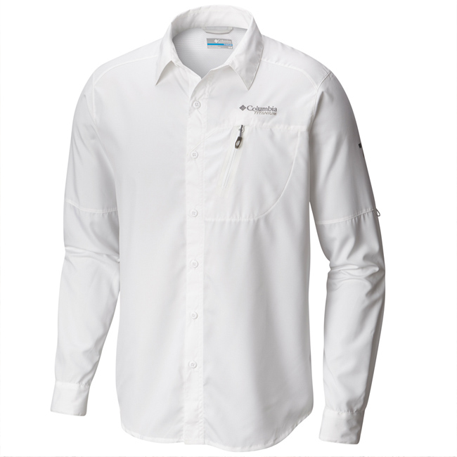 Columbia哥倫比亞 男款-鈦 防曬30快排長袖襯衫-白色UAE06320