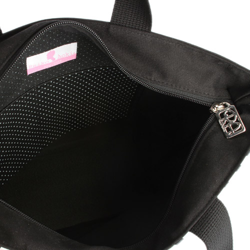 Reiko Aoki 青木禮子 Cafe-Paris插畫彩繪拉鍊中型托特包-黑色