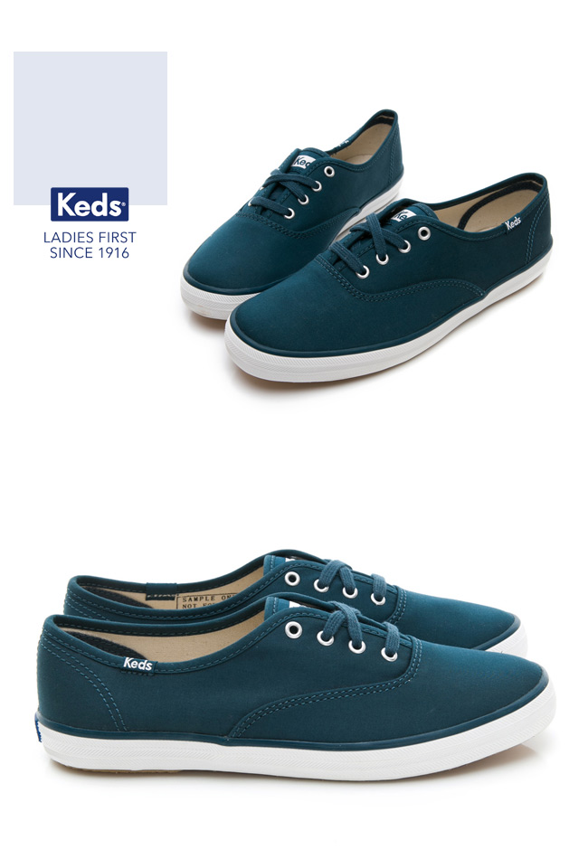 Keds CHAMPION 霧感經典綁帶休閒鞋-深綠