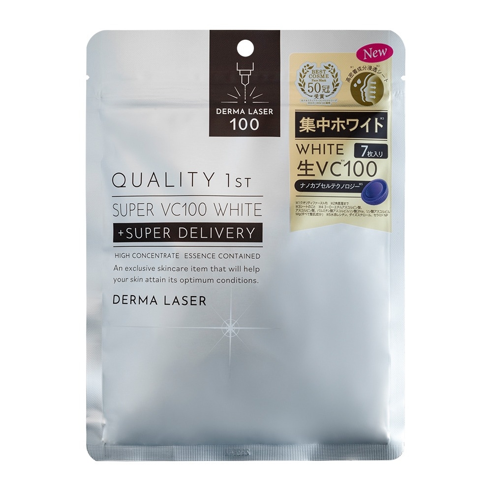 DERMA LASER100BESTCOSME 0冠 受賞高密New|集中ホワイドWHITEVC100ナノカプセルテクノロジーノートQUALITY 1STSUPER VC100 WHITESUPER DELIVERYHIGH CONCENTRATE ESSENCE CONTAINEDAn exclusive skincare item that will helpyour skin attain its optimum conditionsDERMA LASERクオリティファースト ※3シートのこと エチルアスコルビン酸アスコルビン酸パルミチン酸アスコルビルリン酸3Naリン酸アスコルビル すべて ※5、ダイズステロール、セラミドNP