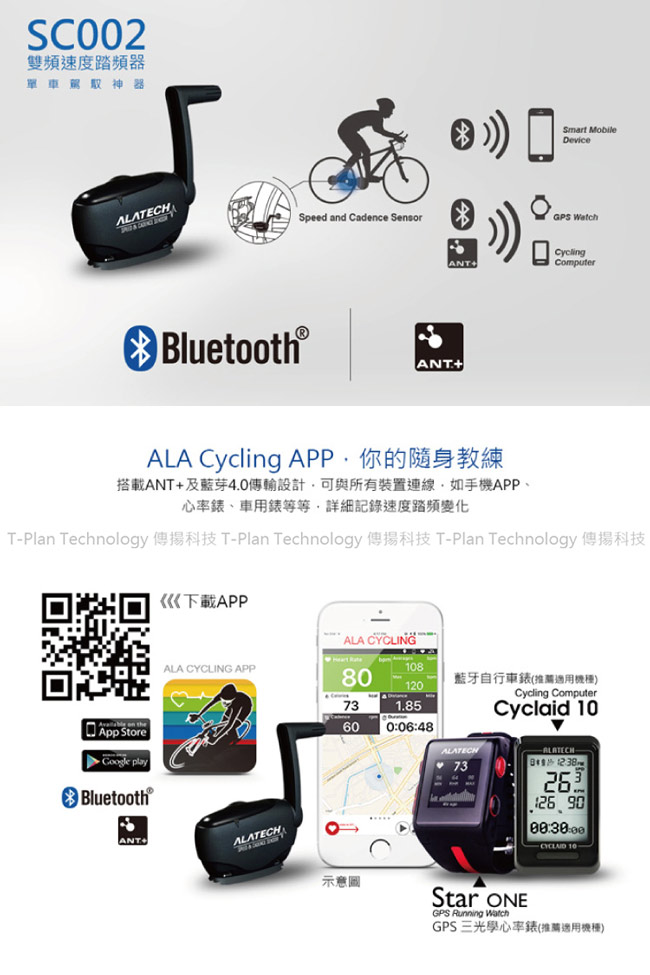 ALATECH 鐵人基本優惠套組 (WB001運動錶+SC002單車踏頻器)