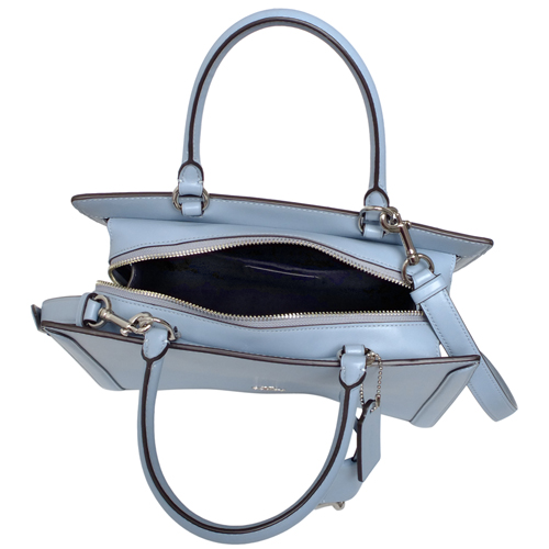 COACH Zoe水藍硬款全皮手提/肩斜背包