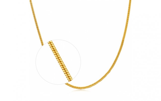 點睛品 機織素鍊黃金項鍊(40cm)_計價黃金