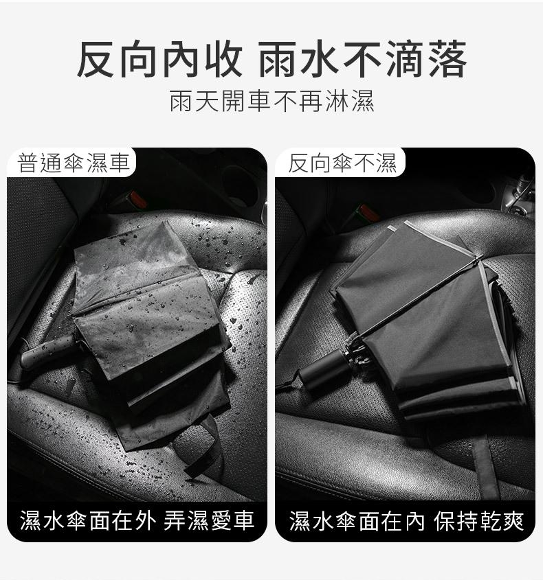 RainCity開車必備反向傘/安全反光帶 超輕10骨防風收傘免淋濕自動摺疊雨傘