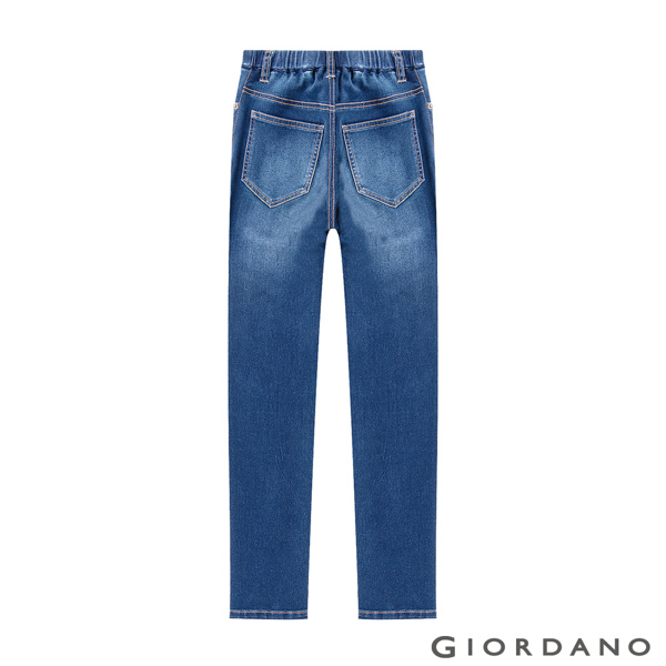 GIORDANO 女裝902 360度彈力修身牛仔褲-86 中藍