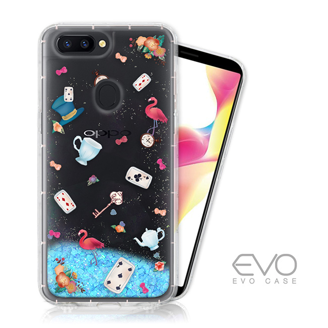 EVO CASE OPPO R11s plus 藍色亮片流沙手機軟殼 - 愛麗絲