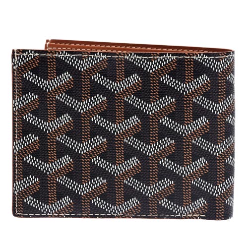 GOYARD 經典滿版LOGO手工帆布摺疊短夾(棕-8卡)