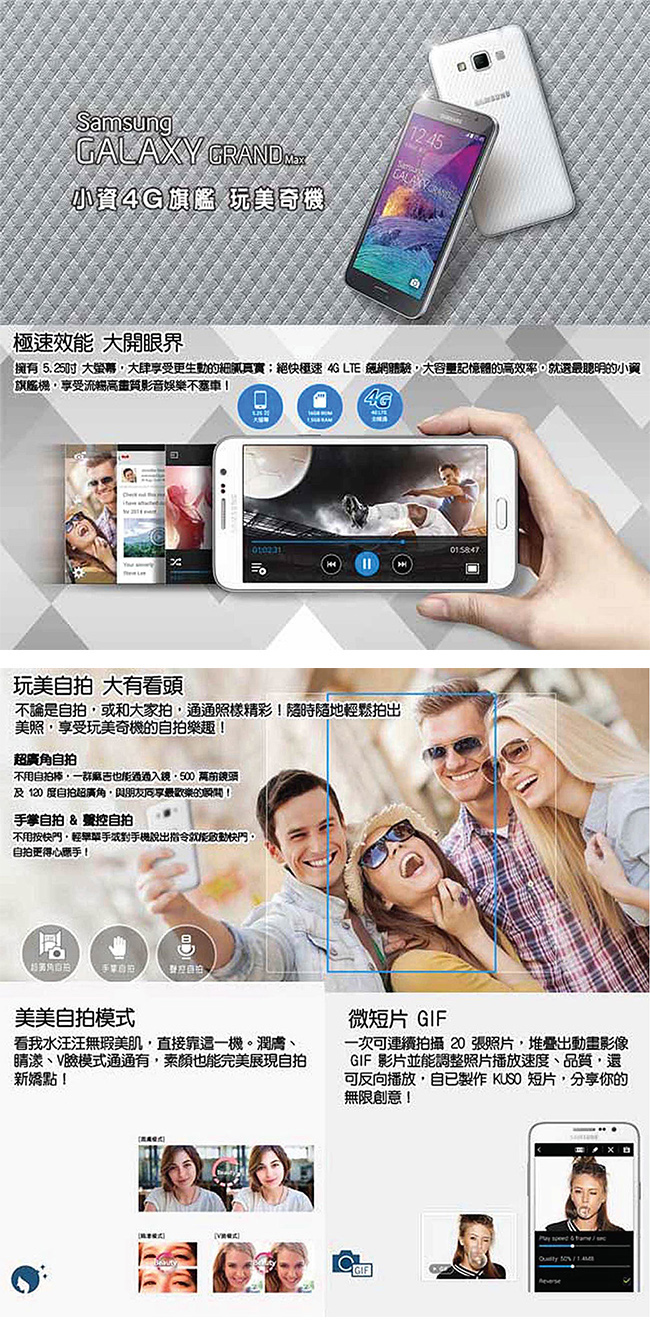 【福利品】Samsung Galaxy Grand-Max 玩美奇機 智慧型手機