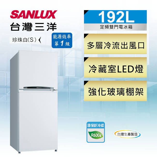 SANLUX台灣三洋 192L 1級定頻2門電冰箱 SR-B192B3 送風扇