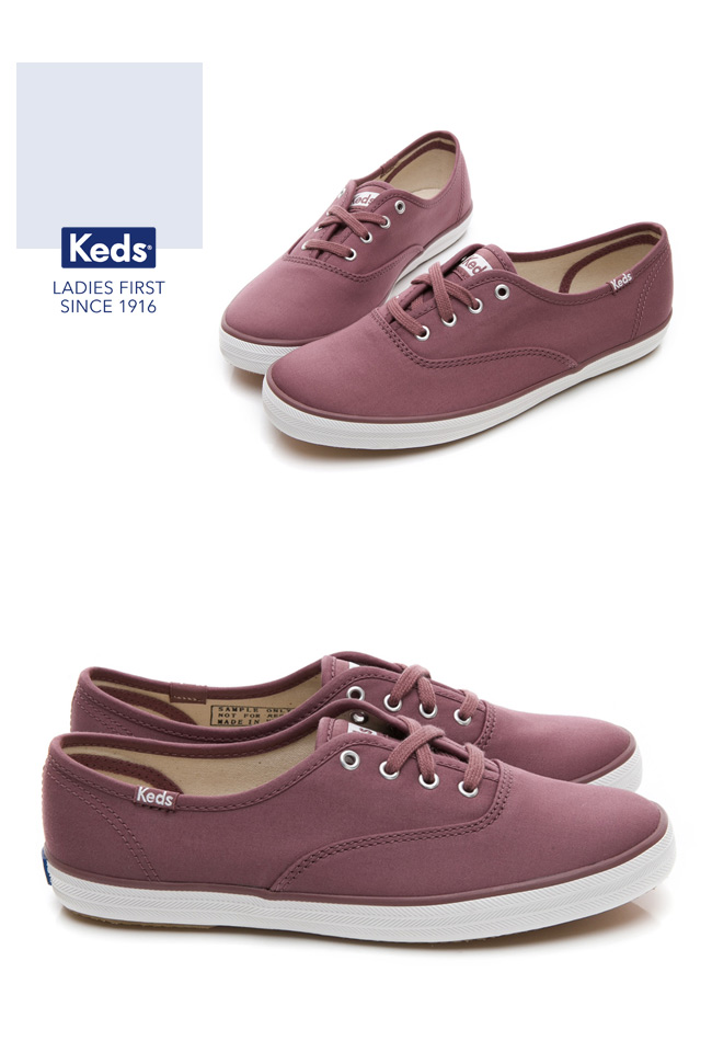 Keds CHAMPION 霧感經典綁帶休閒鞋-紫紅