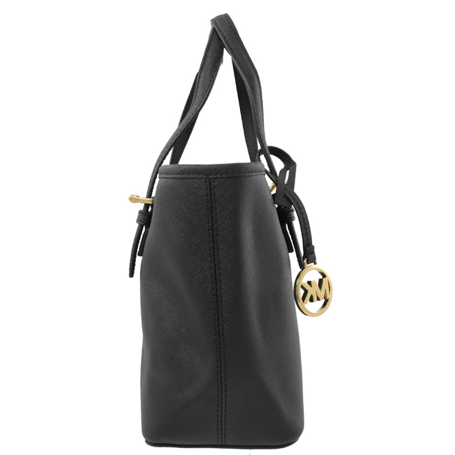 MICHAEL KORS JET SET 防刮牛皮兩用小托特包(黑)