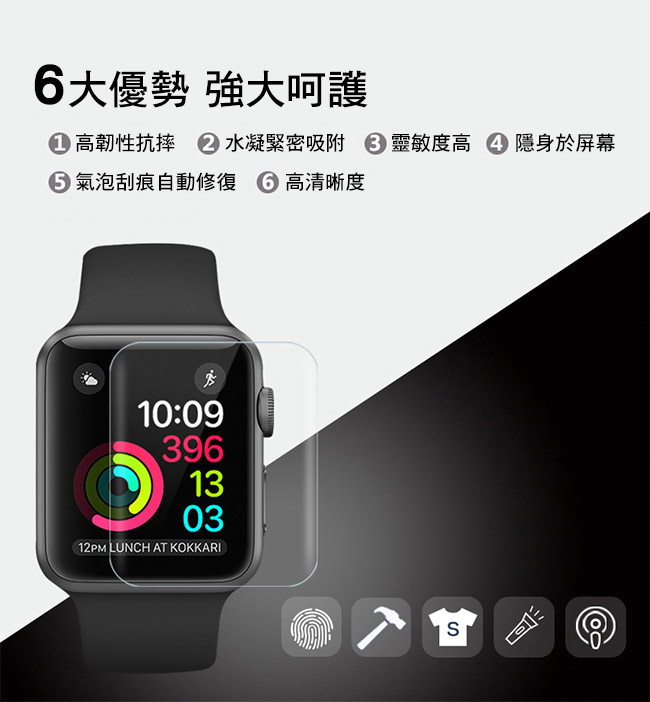 APPLE WATCH 金剛水靈膜保護貼44mm(附推膜卡)