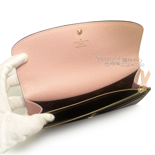 LV M61289 Emilie Monogram 經典釦式長夾(粉紅色)