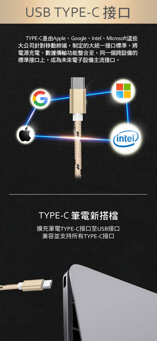 小比科技-TYPE-C OTG閃充/多工傳輸 伸縮頭萬能線-三入