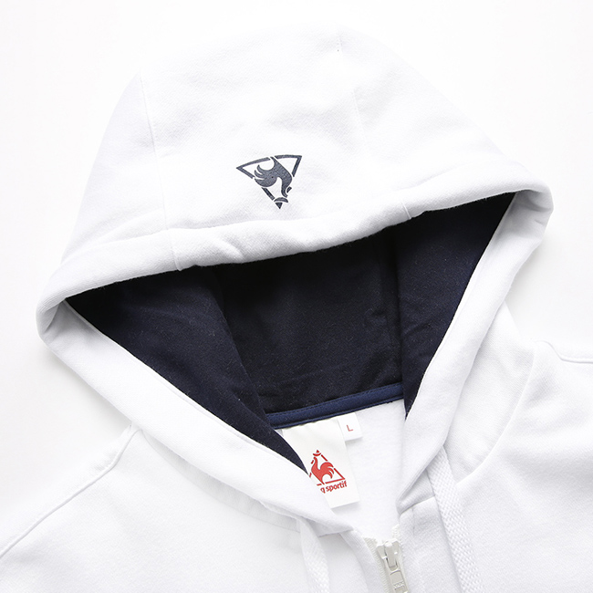 le coq sportif 法國公雞牌刷毛連帽外套 男-白