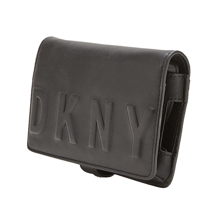 DKNY LOGO字母斜背皮夾 黑