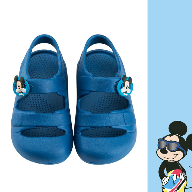 迪士尼童鞋 米奇 魔鬼氈防水涼鞋-藍