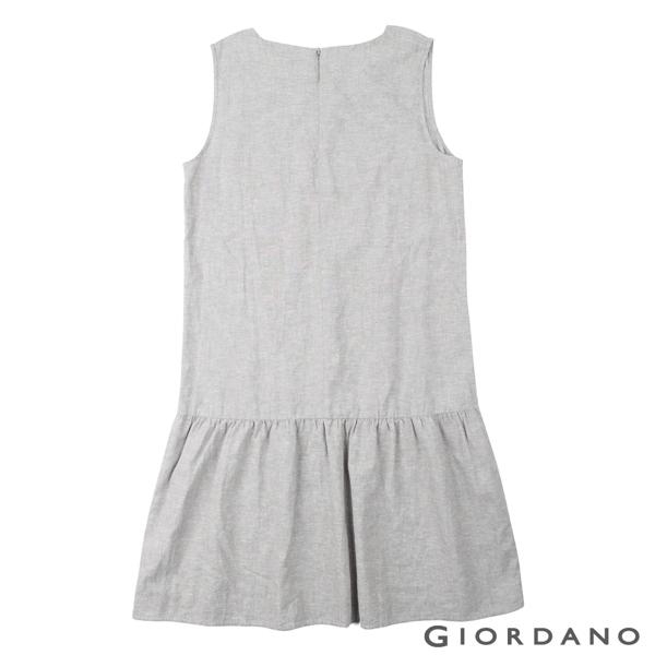 GIORDANO 女裝自然棉麻系列無袖連身裙-02 淺灰