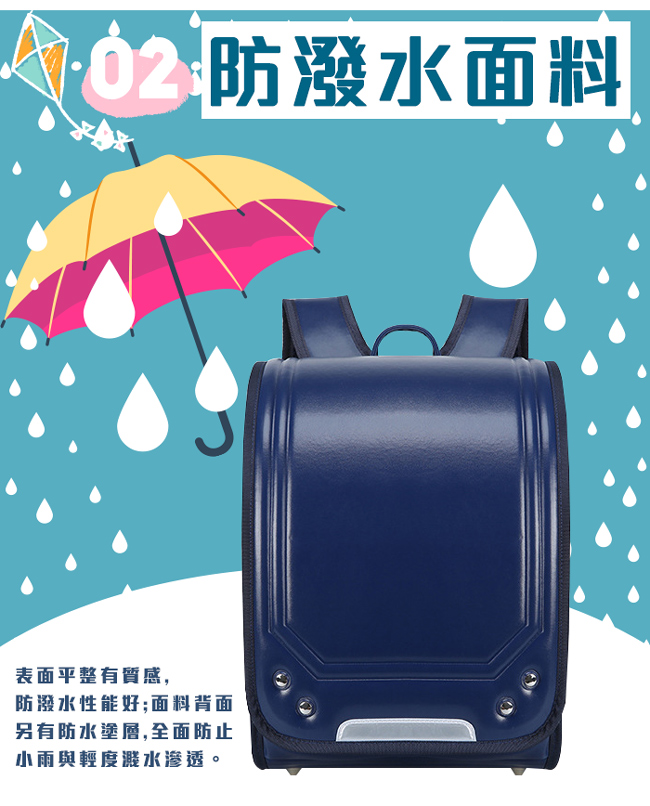 Perrito「忍者學園」日式核心護脊兒童書包 (藍色)