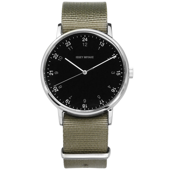 ISSEY MIYAKE 三宅一生 F系列 數字時標日本製造尼龍手錶-黑x灰綠/39mm