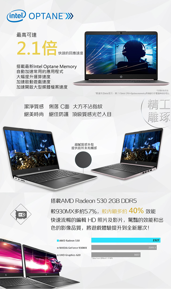 (無卡分期12期)HP Laptop 14s-cf1008TX 14吋筆電-粉