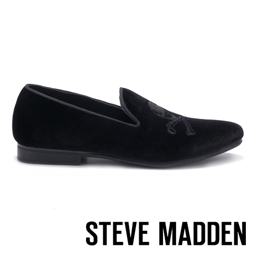 STEVE MADDEN-CRANIUM絨面骷髏男士懶人鞋-絨黑