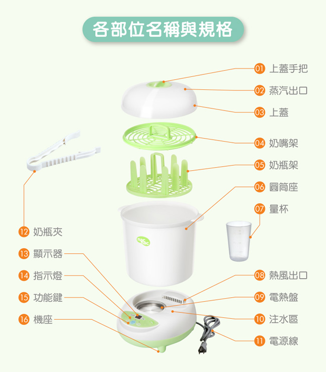 nac nac 微電腦消毒烘乾鍋 UB0022 哺育優惠組B