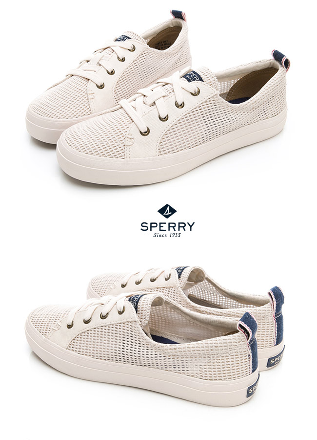 SPERRY 個性網格輕量休閒鞋-(女)-白色