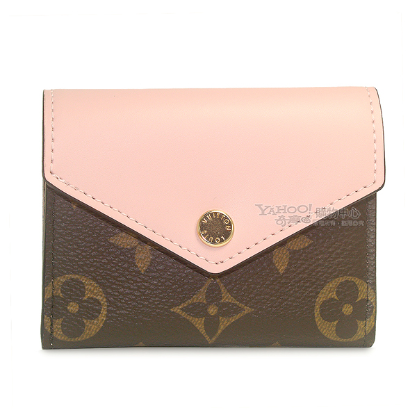 LV M62933 ZOE Monogram 經典花紋三折零錢小短夾(粉紅色)