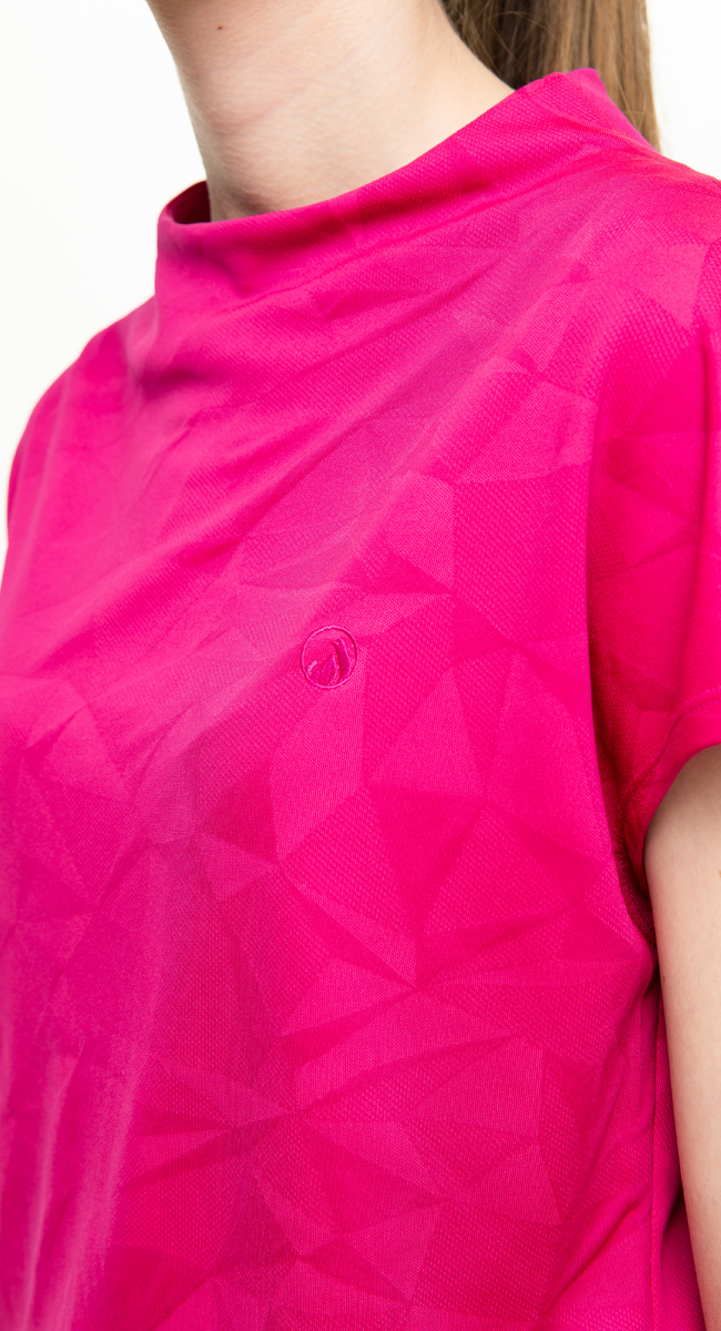 【hilltop山頂鳥】女款吸濕快乾抗UV抗菌T恤S04FI1螢光粉紅