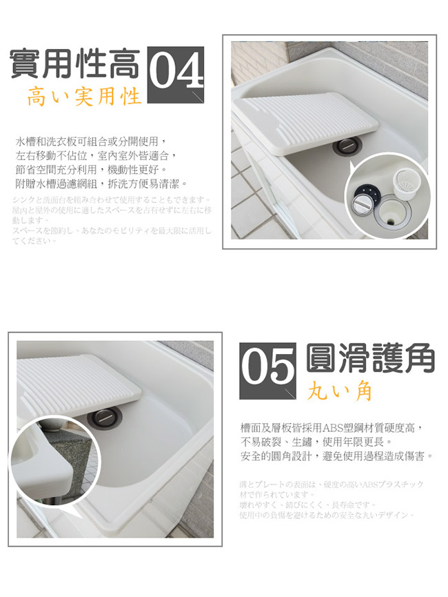Abis 日式穩固耐用ABS櫥櫃式中型塑鋼洗衣槽(雙門)-1入
