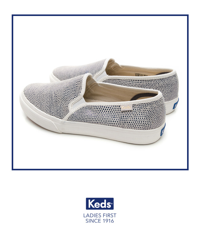 Keds TRIPLE 普普圓點皮革休閒便鞋-藍