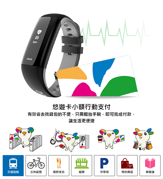 GOLiFE Care-Xe 智慧悠遊觸控心率手環