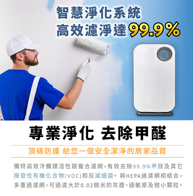 日虎 智慧抗敏空氣清淨機(適用8-12坪 PM2.5及甲醛去除率 99.9% 負離子功能