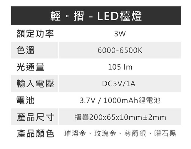 ADATA威剛 LED輕摺多角度變化造型檯燈