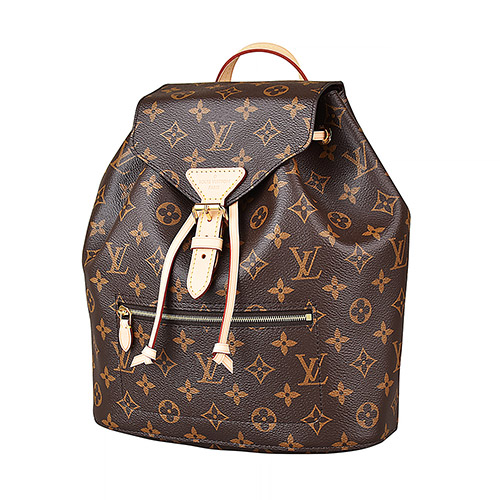 LV M43431 MONTSOURIS花紋LOGO Monogram帆布扣式後背包(紫)