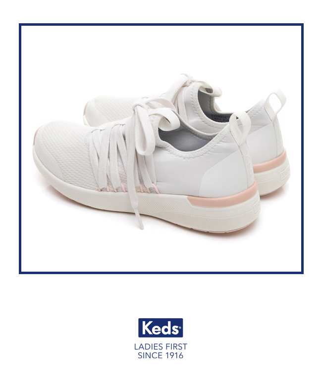 Keds Studio 完美包覆綁帶輕量休閒鞋-白