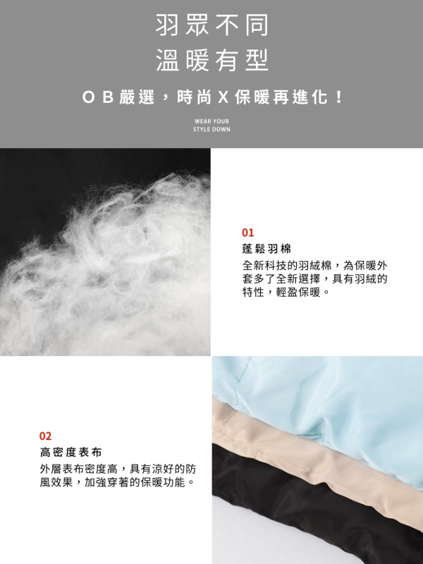 仿羊羔毛連帽大口袋科技羽絨棉外套-OB大尺碼