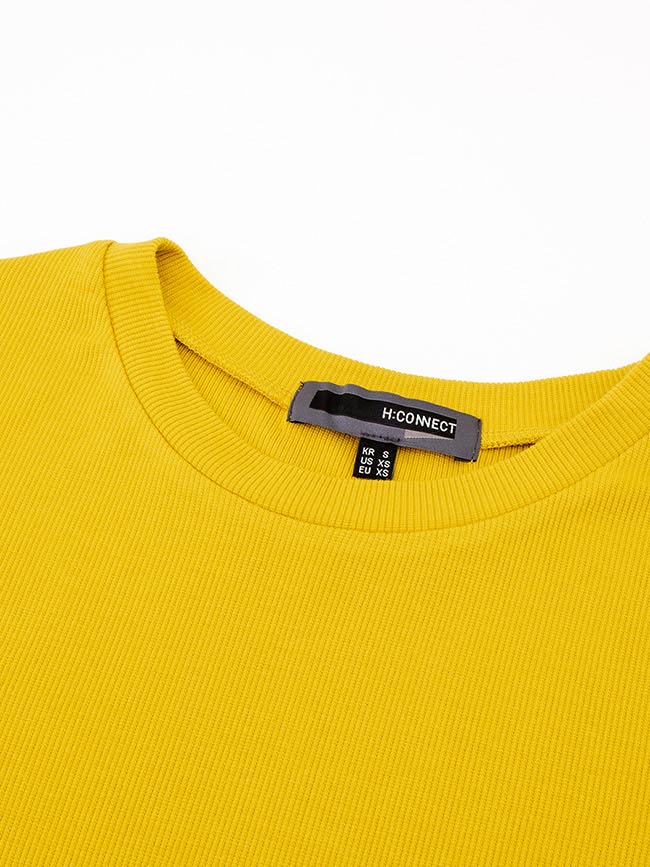 H:CONNECT 韓國品牌 女裝-合身純色圓領t-shirt-黃