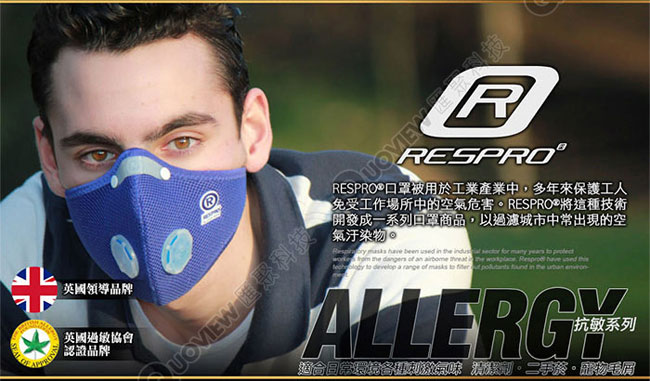英國 RESPRO ALLERGY 抗敏感高透氣防護口罩( 藍/白 )