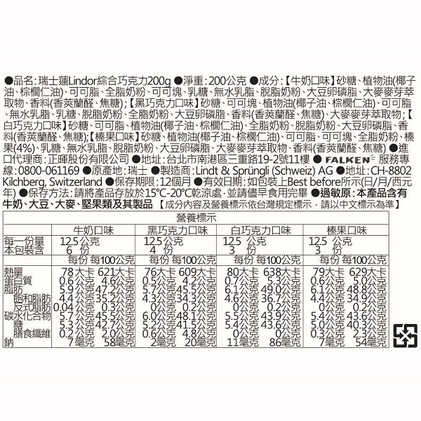 Lindt瑞士蓮 Lindor綜合巧克力(200g)