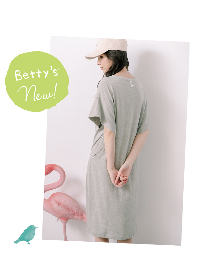 betty’s貝蒂思　高雅落肩前綁帶洋裝(淺灰)