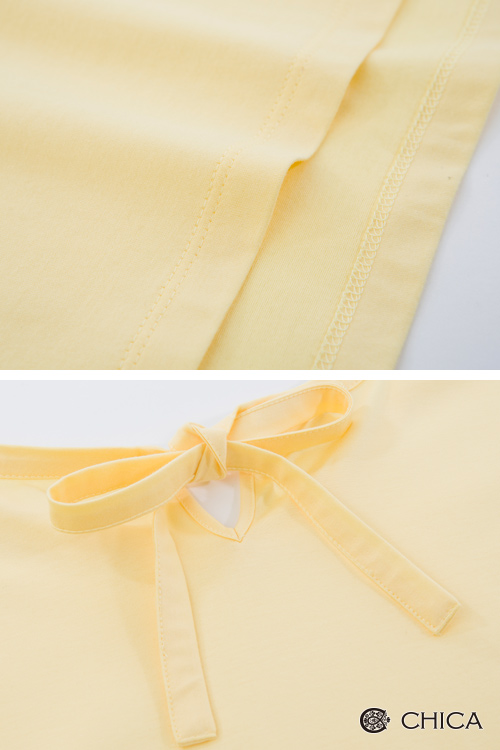 CHICA 個性甜心背綁帶純色V領上衣(2色)