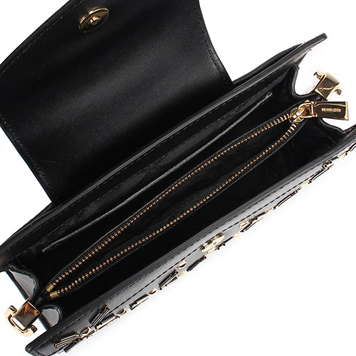 MICHAEL KORS花花鉚釘造型綴飾皮革金鍊帶斜背包-中/黑色