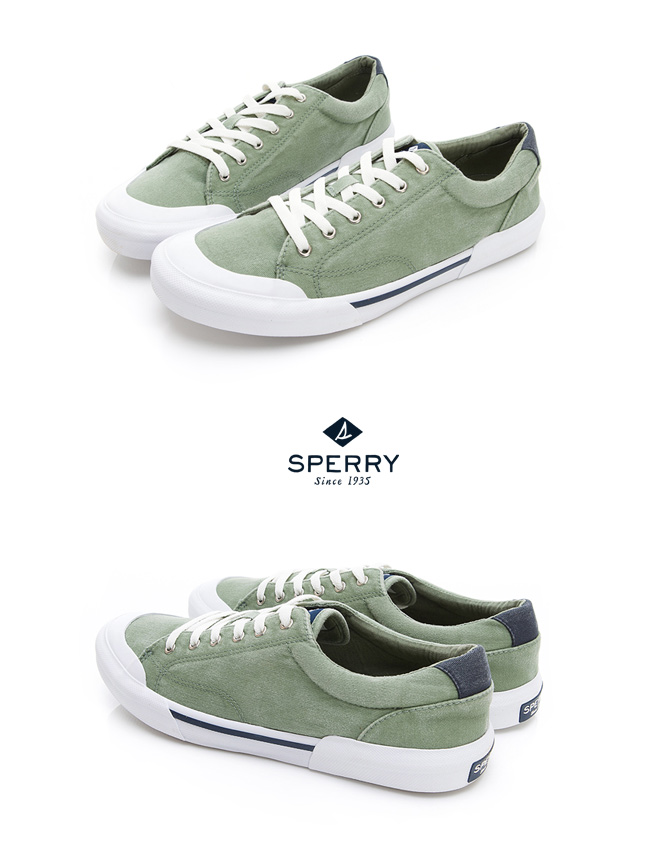 SPERRY 復刻精彩水洗帆布休閒鞋(男)-橄欖綠