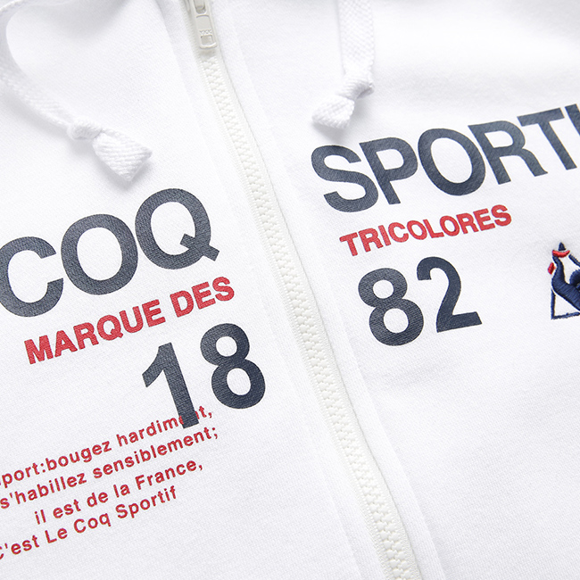 le coq sportif 法國公雞牌刷毛連帽外套 男-白